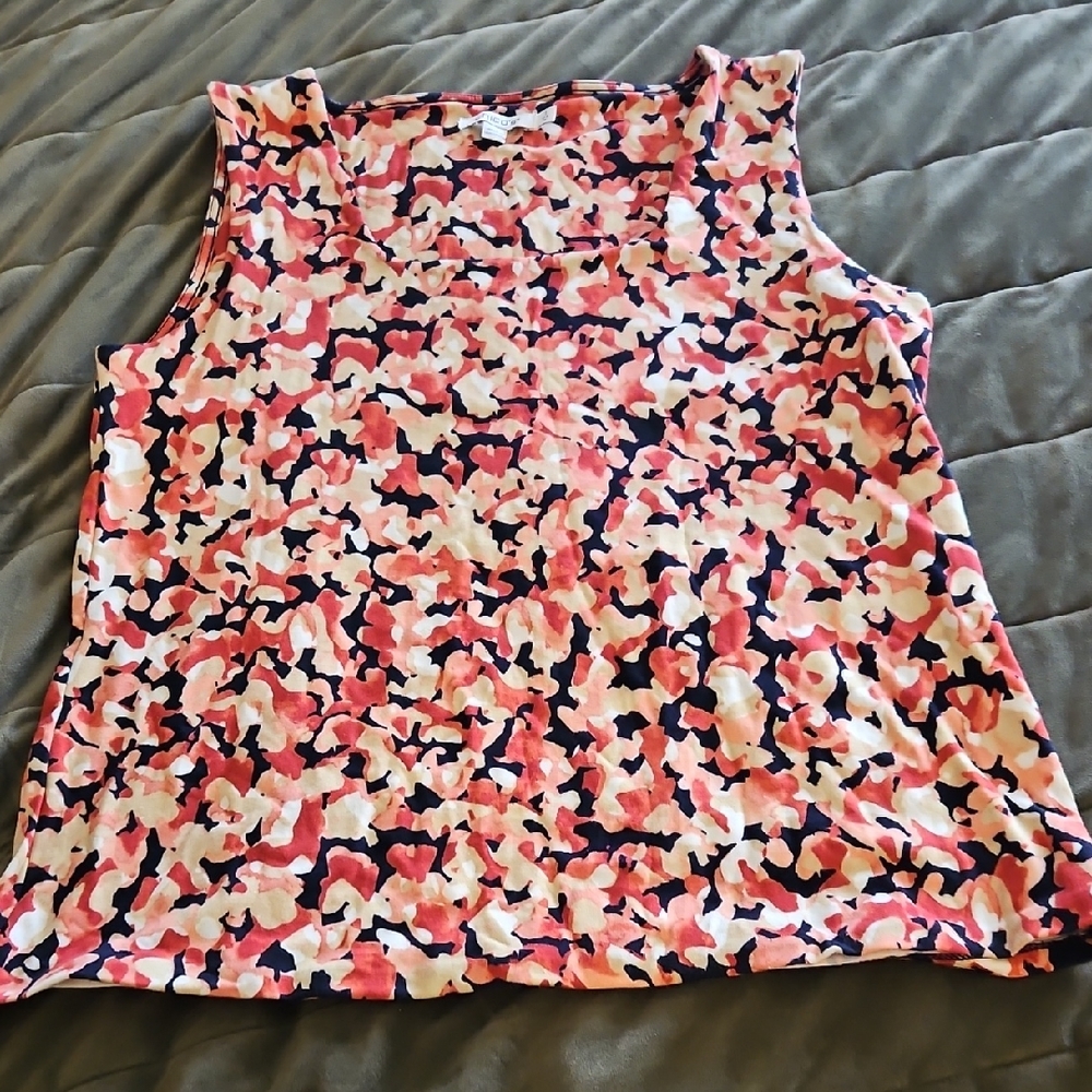 Chico's Pink and Black Floral Tank Top